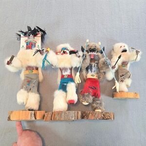 Navajo Kachina Dolls Set of 4 Multicolor Handcrafted Signed‎ Spirit Figures